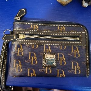 Dooney and Burke Blue and Gold Wristlet